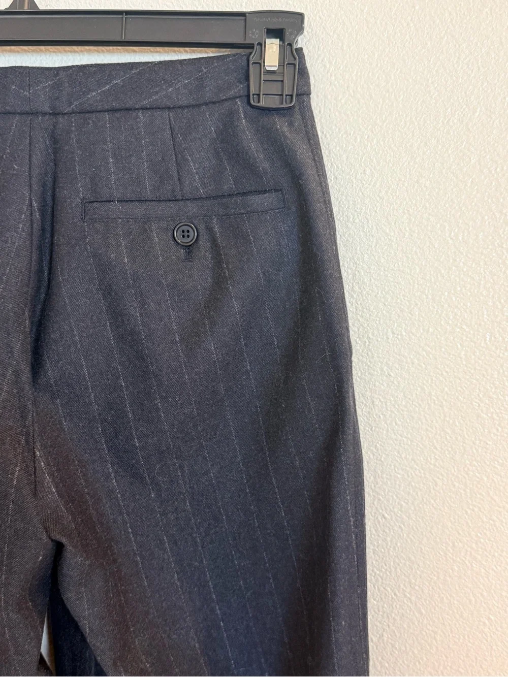 Tahari Wool Charcoal Gray Pinstripe Wide-Leg Dress Pants